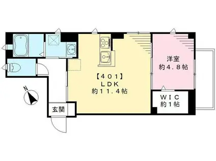 ラシーネ荻窪(1LDK/4階)の間取り写真