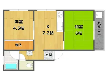 メゾン堀池(2DK/2階)の間取り写真