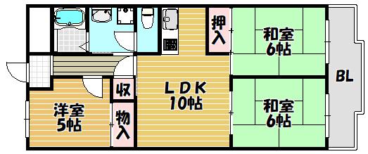 シロハイヌ今米(3LDK/4階)の間取り写真