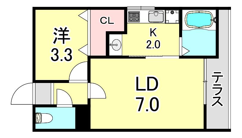 メゾンド須磨(1LDK/1階)の間取り写真