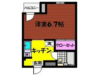 ジュネス洗足(1K/1階)の間取り写真