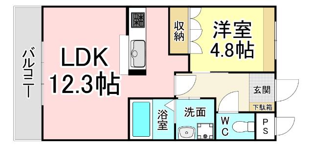フルーリール・ドゥ(1LDK/2階)の間取り写真