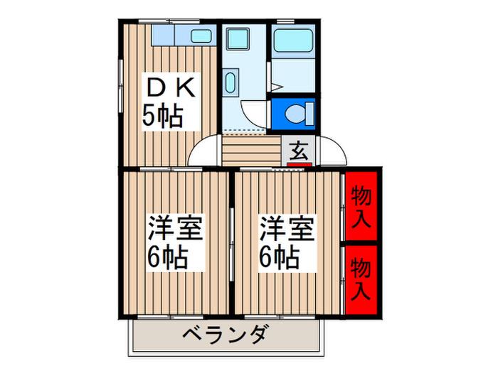 アーバン・ナウB(2DK/2階)の間取り写真