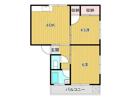 勝谷コーポ(2DK/1階)の間取り写真