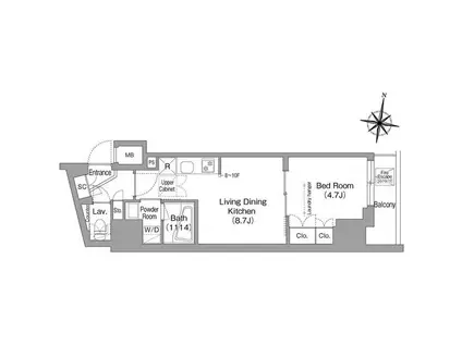 コンフォリア南品川(1LDK/7階)の間取り写真