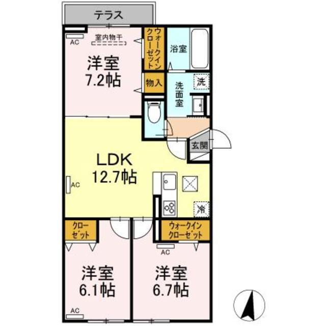 セレスティア江戸川(3LDK/1階)の間取り写真