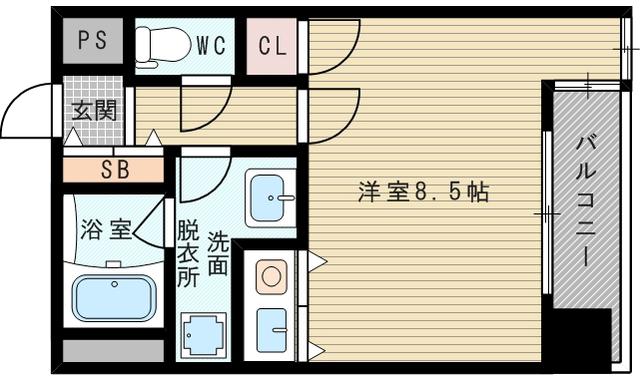 C-WING(ワンルーム/8階)の間取り写真