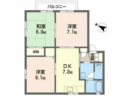 アクセスSK B棟(3DK/2階)の間取り写真
