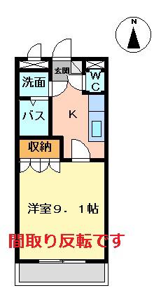 ルミナスハイム壱番館(1K/2階)の間取り写真