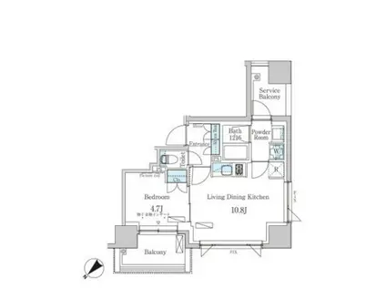 パークアクシス飯田橋レジデンス(1LDK/9階)の間取り写真