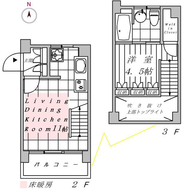 カシータ雑司が谷(1LDK/2階)の間取り写真