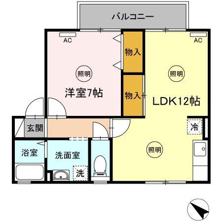 セジュールK B棟(1LDK/2階)の間取り写真