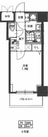 S-RESIDENCE緑橋駅前(1K/4階)の間取り写真