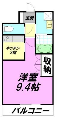 プレサスS(1K/2階)の間取り写真