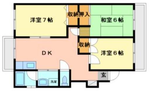 エムロード(3DK/2階)の間取り写真