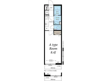 リブリ・高倉(1K/2階)の間取り写真