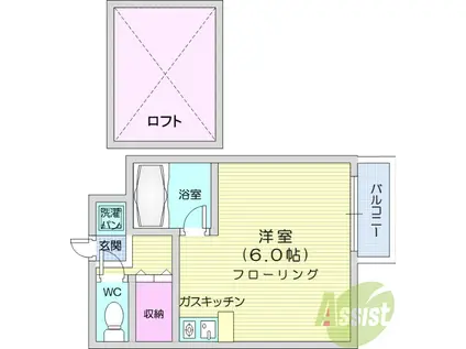 アップルハウス中野栄B(ワンルーム/2階)の間取り写真