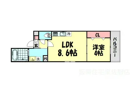 ROJYE泉佐野(1LDK/2階)の間取り写真