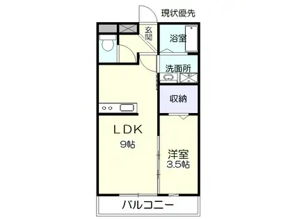 グランセナ東朝日町(1LDK/1階)の間取り写真