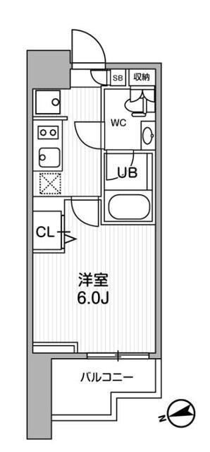 オルタナ南大井(1K/4階)の間取り写真