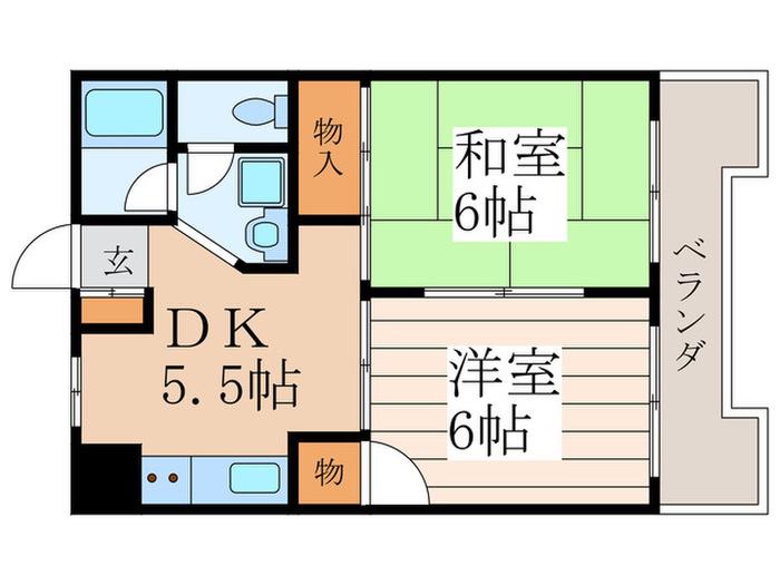グリーンハイツ小金井(2DK/2階)の間取り写真