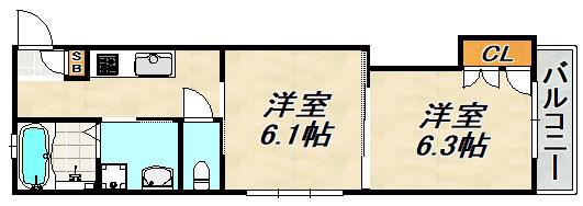 パークコート離宮前(1DK/1階)の間取り写真