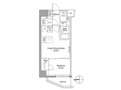 ザ・パークハビオ根岸三丁目(1LDK/7階)の間取り写真