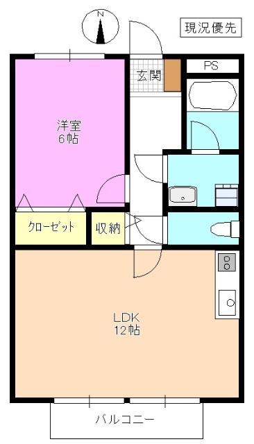 SURPLUS TWO塩原A(1LDK/2階)の間取り写真