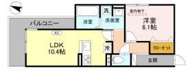 NOBLE TERRACE中山手(1LDK/2階)の間取り写真