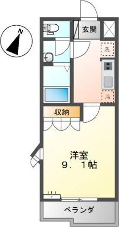 シャトー中之庄(1K/1階)の間取り写真