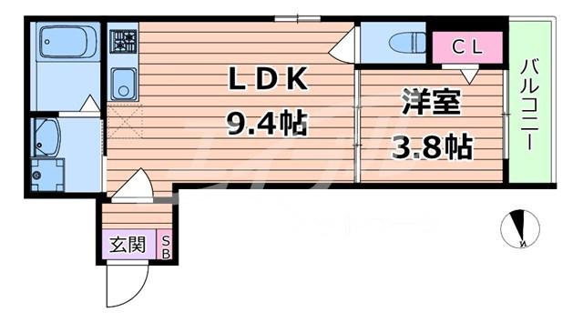 M-CITY千林大宮II(1LDK/3階)の間取り写真