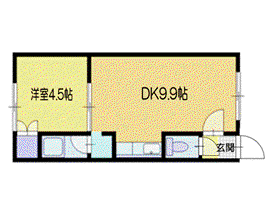 クレオ旭ヶ丘(1LDK/1階)の間取り写真