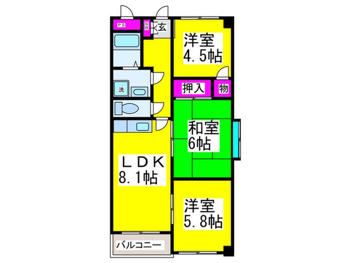 VIENTE三国ヶ丘(3LDK/1階)の間取り写真