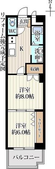 02ENSHOW2(2DK/4階)の間取り写真