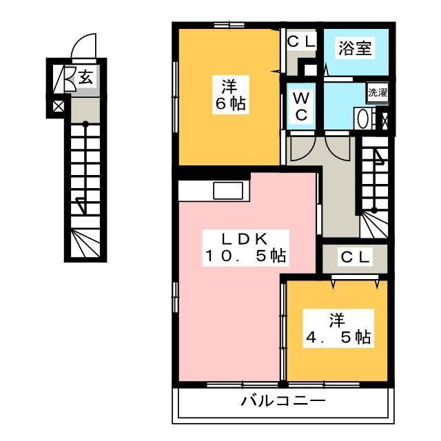 ウエストグランツII(2LDK/2階)の間取り写真