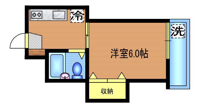 ドミール大地(1K/2階)の間取り写真