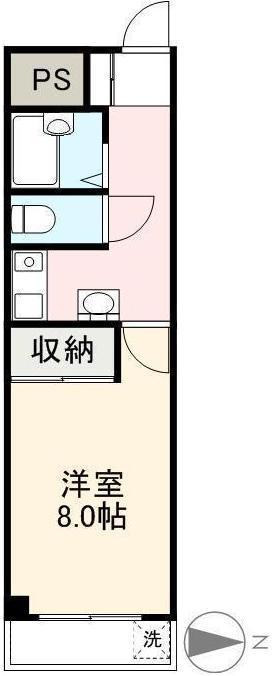 GREEN PAL(1K/4階)の間取り写真