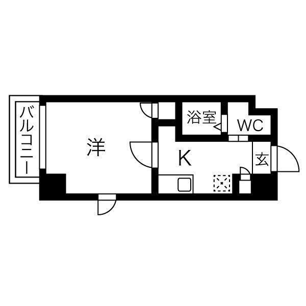 ウーロ勝山(1K/8階)の間取り写真