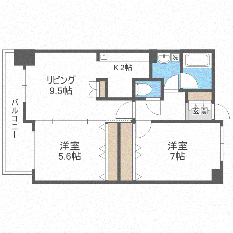 グレイスコート北18条(2LDK/12階)の間取り写真