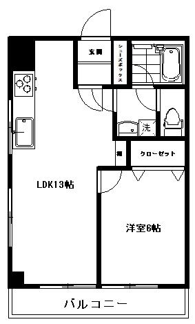 グランメゾンエバラ(1LDK/6階)の間取り写真