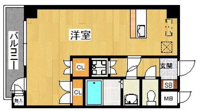 ビュートリアム平尾(ワンルーム/9階)の間取り写真