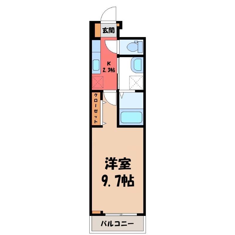 ヒカルサ熊谷大原(1K/3階)の間取り写真