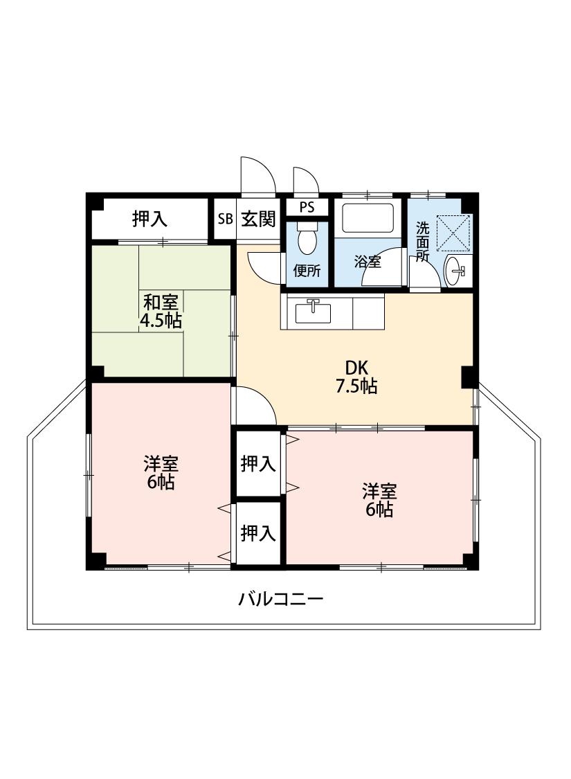 マンションチヨノ(3DK/3階)の間取り写真
