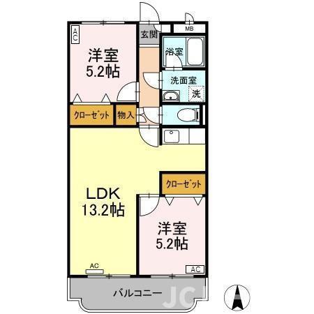 みなみマンション(2LDK/3階)の間取り写真