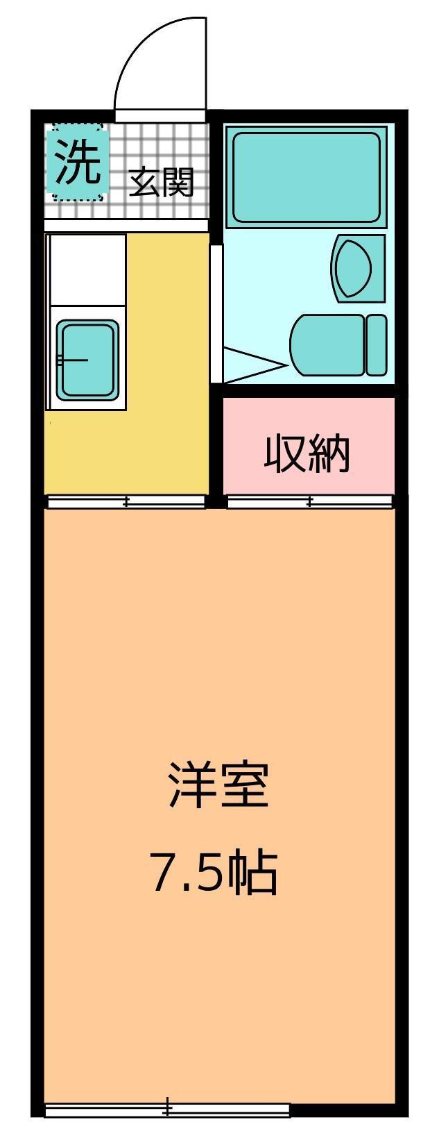 K・Kハイツ(1K/1階)の間取り写真