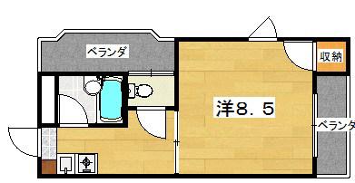 ロータリーマンション出口(1K/6階)の間取り写真
