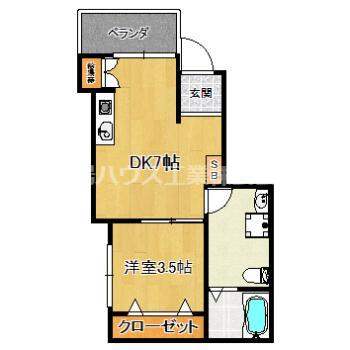 セントラルTAMADE88(1DK/1階)の間取り写真