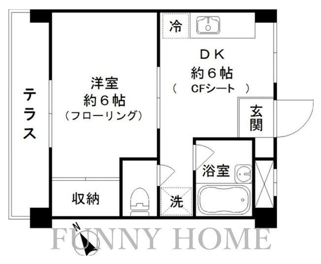 クレサント松陰(1DK/1階)の間取り写真