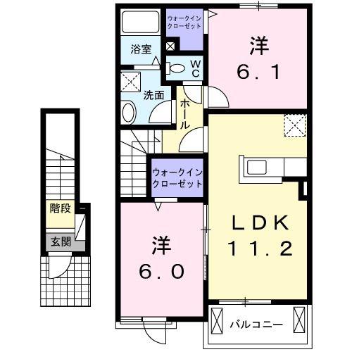 グランシャリオ・A(2LDK/2階)の間取り写真