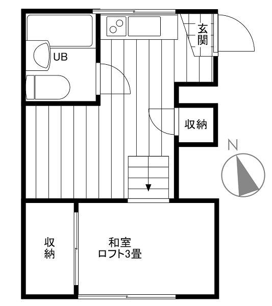 サンハイツ(ワンルーム/2階)の間取り写真